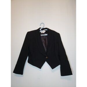 VTG Eleanor P Brenner Womens 12 Blazer 100% Wool Cropped Chic Button Academia